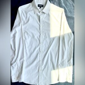 Express White Men's Button-Down Performance Dress Shirt